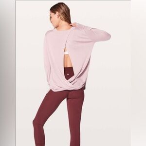 Lululemon Bring it Backbend Light Pink Open Back Sweater